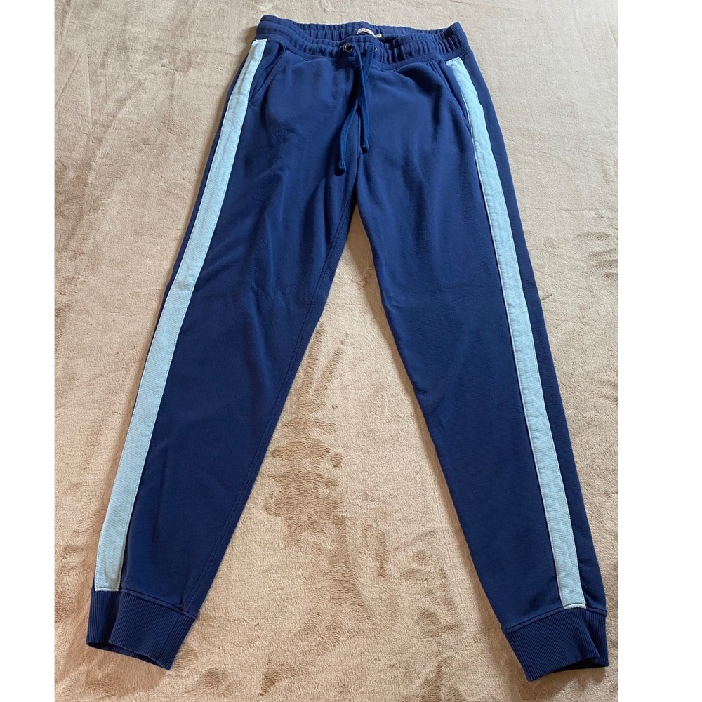 Faherty Brand Mens Navy Blue Richie Jogger Track Pants Side Stripe Small Cotton